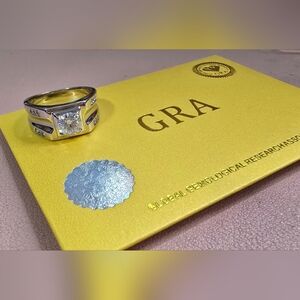 Moissanite Mens Ring with Center Stone